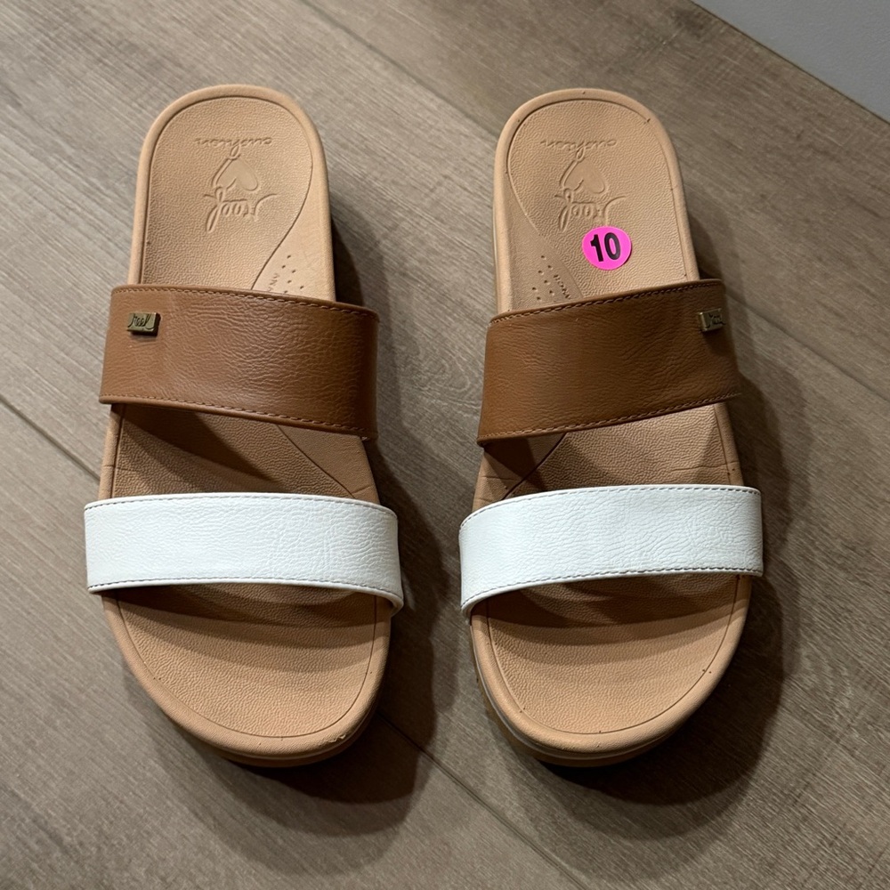 Reef Cushion Comfort Sandals Women 10 Anatomic Arch Platform Double Strap Slides - Picture 2 of 12